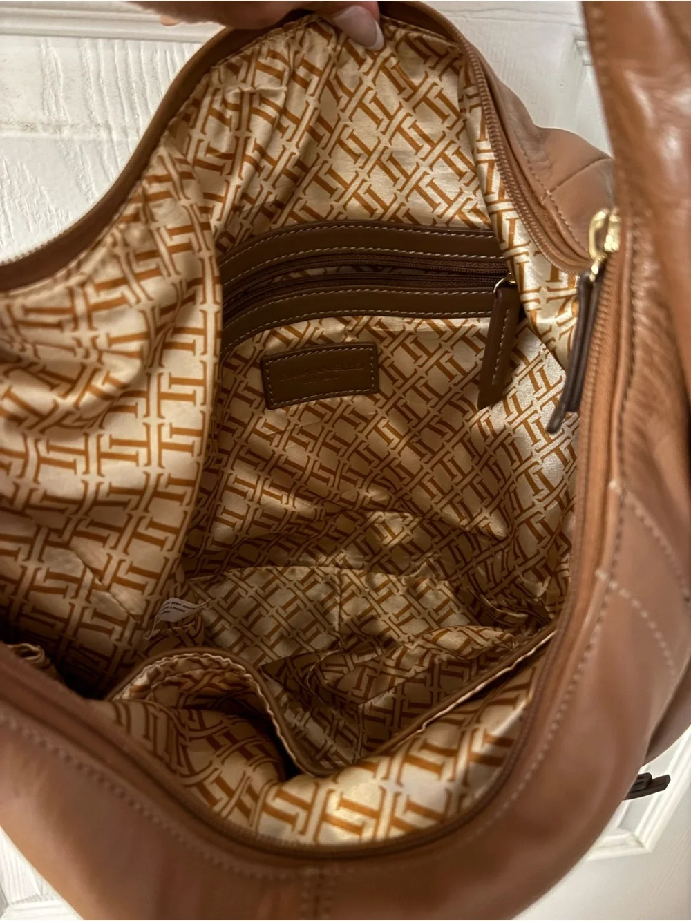Tignanello Saddle Brown Leather Hobo with Gold Hardware